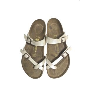 Birkenstock Mayari Graceful Pearl White Cream Birkenstock Slides Sandal sz 40